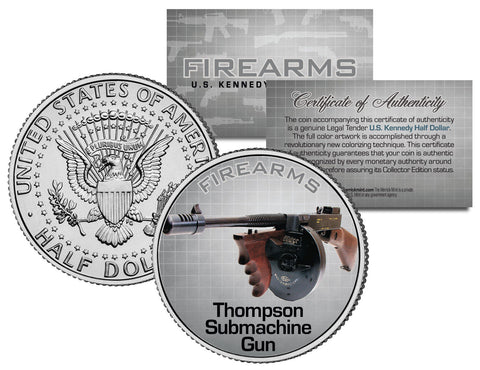 SMITH & WESSON MODEL 29 .44 MAGNUM Gun Firearm JFK Kennedy Half Dollar US Colorized Coin