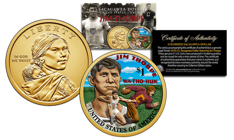 SITTING BULL - Famous Native Americans - Sacagawea Dollar Colorized US Coin - LAKOTA Indians