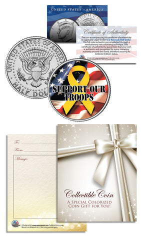 STORK - Congratulations Baby Gift Keepsake - JFK Kennedy Half Dollar U.S. Colorized Coin
