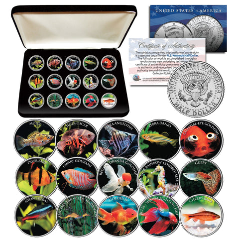 BETA-SIAMESE FIGHTING FISH - Tropical Fish Series - JFK Kennedy Half Dollar U.S. Colorized Coin