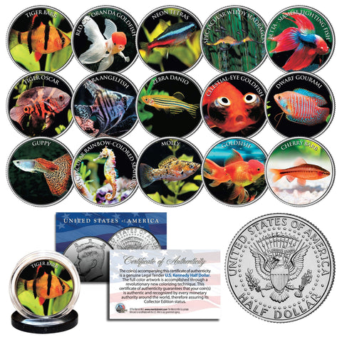 GUPPY - Tropical Fish Series - JFK Kennedy Half Dollar U.S. Colorized Coin
