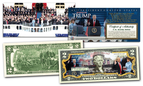 Donald Trump 45th President - THE FIRST FAMILY of the United States Genuine Legal Tender $2 Bill (Melania, Ivanka, Donald Jr, Eric, Tiffany & Barron)