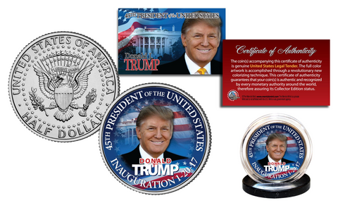 DONALD TRUMP Historic Meetings 2018 Vladimir Putin & Kim Jong-un Genuine JFK Kennedy U.S. Half Dollar 2-Coin Set