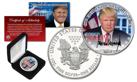 DONALD TRUMP 45th President of the United States OFFICIAL PORTRAIT 2017 1 oz. U.S. AMERICAN SILVER EAGLE in SPECIAL HOLDER