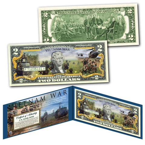 American CIVIL WAR Confederate Union Generals and Commanders Genuine Legal Tender U.S. $2 Bill (Lincoln, Lee, Grant, Davis)