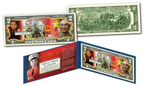 TRAN DAI QUANG * President of Vietnam * Official Colorized U.S. Genuine Legal Tender U.S. $2 Bill with Certificate & Display Folio