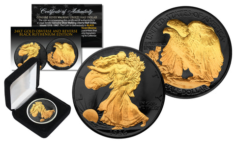 BLACK RUTHENIUM 2019-D JFK Kennedy Half Dollar U.S. Coin with Capsules and COA (Denver Mint)