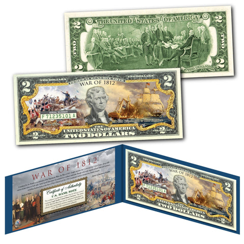 Living Presidents Genuine U.S. $2 Bill with 5-Coin State Quarter Set in Large Collectors Folio Display