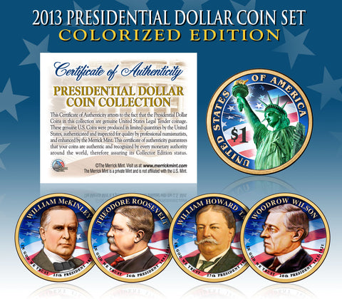 Colorized 2-sided JOHN F KENNEDY 2015 Presidential $1 Dollar 2-Coin Set - P&D MINT