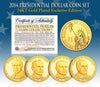 2014 Presidential $1 Dollar U.S. 24K GOLD PLATED - Complete 4-Coin Set - with Capsules
