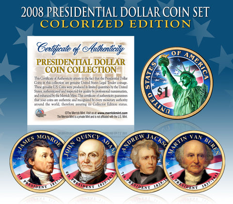 2012 Presidential $1 Dollar U.S. COLORIZED - Complete 4-Coin Set - with Capsules