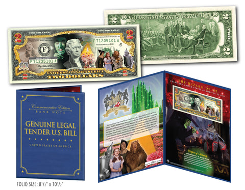 WIZARD OF OZ * YELLOW BRICK ROAD * Genuine U.S. $2 Bill in SPECIAL COLLECTIBLE DISPLAY (Ltd. Ed.)