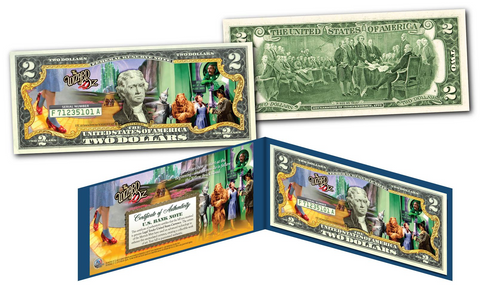 WIZARD OF OZ Official Genuine U.S. $2 Bill in SPECIAL COLLECTIBLE DISPLAY (Limited & Numbered)
