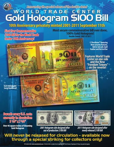 GOLD SHIMMERING STARS HOLOGRAM Legal Tender US $1 Bill Currency - Limited Edition