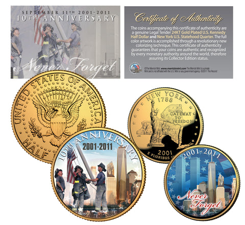 American CIVIL WAR South Carolina Quarter & JFK Half Dollar U.S. 2-Coin Set 24K Gold Plated