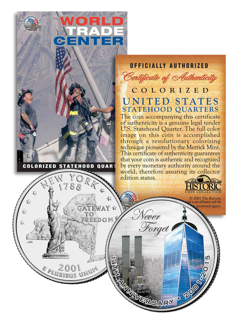 WORLD TRADE CENTER - 14th Anniversary - 9/11 NY State Quarter US Coin ONE 1 WTC