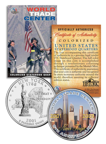WORLD TRADE CENTER - 14th Anniversary - 9/11 NY State Quarter US Coin ONE 1 WTC