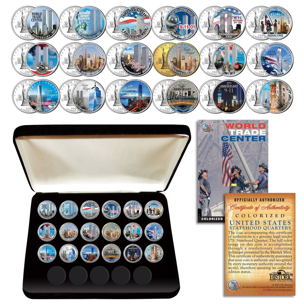 * COMPLETE SET * WTC World Trade Center Anniversary 9/11 US MINT NEW YORK STATE Quarter 18-Coin Set with BOX