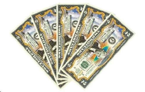 5 Consecutive Serial Numbered YELLOWSTONE NATIONAL PARK $2 Bills US Legal Tender