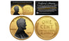 24K GOLD Clad 1943 Genuine Steel Wartime Wheat Penny U.S. Coin with BLACK RUTHENIUM Lincoln Portrait