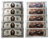 1976 BICENTENNIAL Colorized 2-SIDED Genuine Legal Tender U.S. $2 Bills * Lot of 5 - Consecutive Serial Numbered *