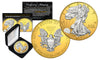 2017 Silver Eagle Uncirculated 1 oz Ounce U.S. Coin * Mixed-Metals Select Mirror Finish * .999 FINE SILVER GILDED with 24K Gold Backdrop (with BOX)