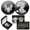 Black RUTHENIUM SILHOUETTE Edition 1 oz .999 Fine Silver 2018 American Eagle Coin with Deluxe Felt Display Box