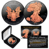 Black RUTHENIUM 1 Oz .999 Fine Silver 2020 American Eagle U.S. Coin with 2-Sided 24K ROSE Gold clad and Deluxe Felt Display Box