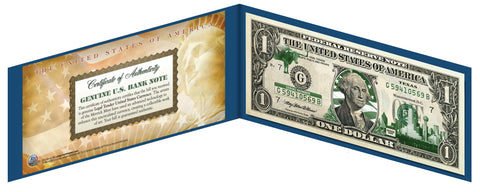 ALABAMA State $1 Bill - Genuine Legal Tender - U.S. One-Dollar Currency " Green "