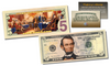 2-Sided Colorized Genuine Legal Tender U.S. $5 Five-Dollar Bill - Declaration of Independence Reverse