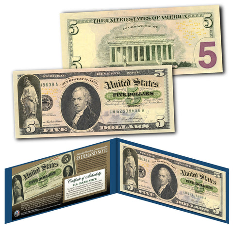 thumbnail image 2 of Modern US $5 Bill – 1869 Andrew Jackson 'Woodchopper' Design – Legal Tender Note Replica 2 of 4