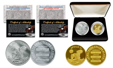 Apollo 11 50th Anniversary Commemorative 1 OZ One-Ounce Space Medallion Tribute Coin clad in Black Ruthenium & 24K Gold w/ BOX