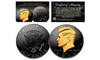 Black RUTHENIUM * BLACKOUT EDITION * Clad 2016 Kennedy Half Dollar U.S. Coin with 24K Gold Clad JFK Portrait - D Mint