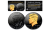 Black RUTHENIUM *BLACKOUT EDITION *Clad 2016 Kennedy Half Dollar U.S. Coin with 24K Gold Clad JFK Portrait - P Mint