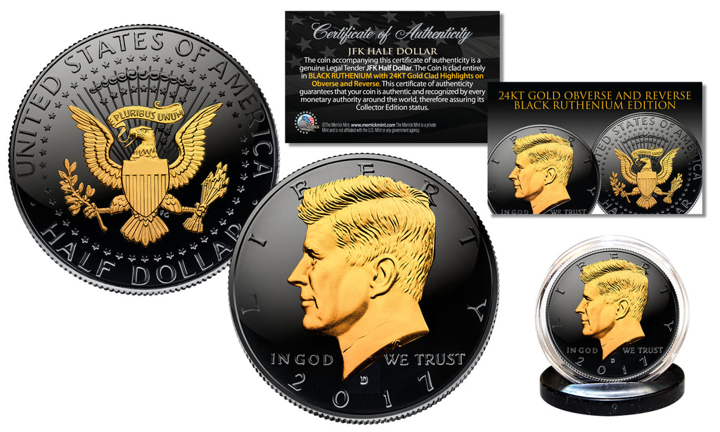 Merrick Mint 1943 Genuine Black Ruthenium & 24K Golden Abraham Lincoln Steel War Wheat Penny