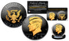 Black RUTHENIUM 2-SIDED 2018 Kennedy Half Dollar U.S. Coin with 24K Gold Clad JFK Portrait on Obverse & Reverse (D Mint)