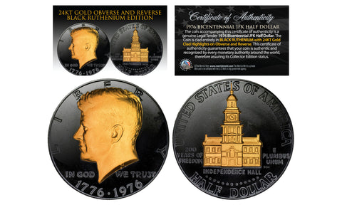 Black RUTHENIUM 1943 Genuine Steel Wartime Wheat Penny U.S. Coin with 24K Clad Lincoln Portrait