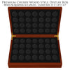 Deluxe Heirloom Cherry Wood Style Coin Presentation 56-Coin Display Box – Holds Any Coin Capsule with Outside Dimension of 1.25 Inches (24MM)