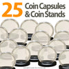 25 Coin Capsules & 25 Coin Stands for PENNY - Direct Fit Airtight 19mm Holders