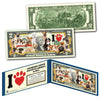 DOGS I Love Dogs Collectible Genuine Legal Tender U.S. $2 Bill Featuring 16 Different Breeds