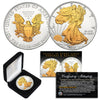 2019 American Silver Eagle Uncirculated 1 oz. One Ounce U.S. Coin with SELECT 24KT Gold Gilded Highlights on Both Sides (with BOX)