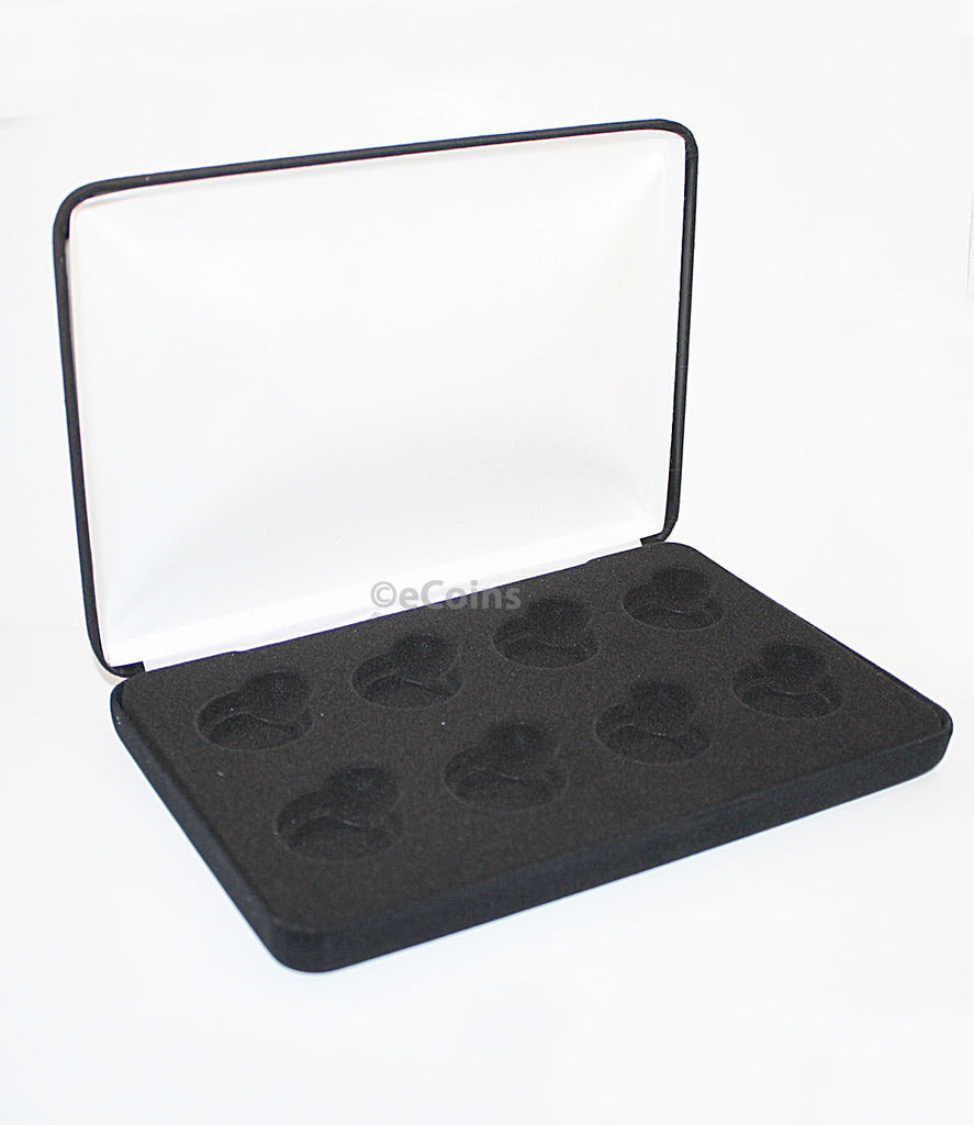 Black Felt COIN DISPLAY GIFT METAL DELUXE PLUSH BOX holds 8-Half Dollars U.S.