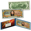 United States of America Flag - Old Design - Legal Tender $2 Bill FULLY COLORIZED