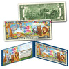 HAPPY BIRTHDAY Zoo Animals Youth Colorized $2 Bill U.S. Genuine Legal Tender with Folio