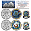NAVY & USN INTELLIGENCE Branch JFK Half Dollar Armed Forces Military 2-Coin U.S. Set