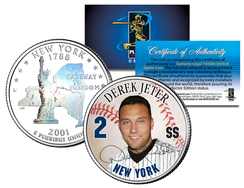 DEREK JETER New York State Quarter Colorized US Coin with Rare