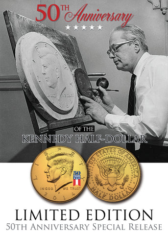 INVERTED JENNY 1918 STAMP - Colorized JFK Kennedy Half Dollar U.S. Coin - Upside Down Airplane Error