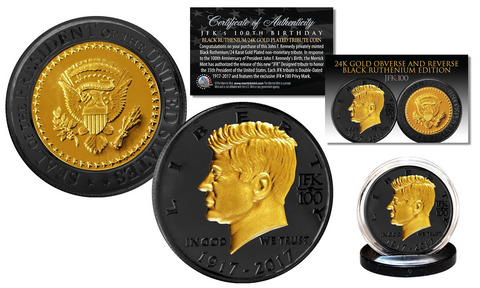 thumbnail image 2 of 100th Anniversary Peace Dollar Tribute Coin - 1 Troy Oz .999 Silver With Black Ruthenium & 24K Gold Finish 2 of 6