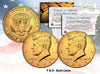 24K GOLD PLATED 2015 JFK Kennedy Half Dollar US 2-Coin Set - P&D MINT - with Capsules