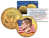 Colorized - FLOWING FLAG - 2014 JFK Kennedy Half Dollar US Coin D Mint - 24K Gold Plated